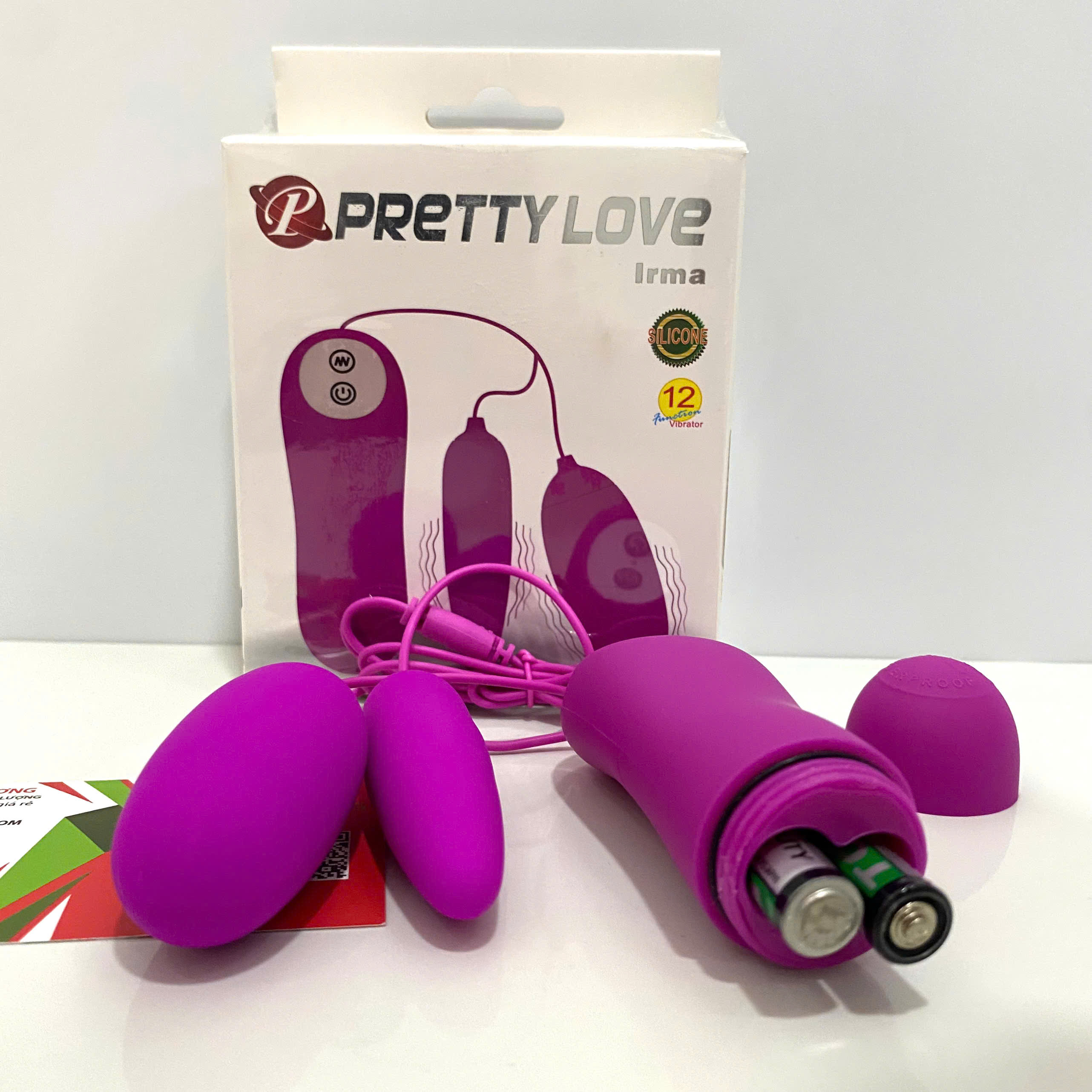 Trứng Rung Pretty Love Irma 2 Đầu Mạnh 12 Chế Độ Pin