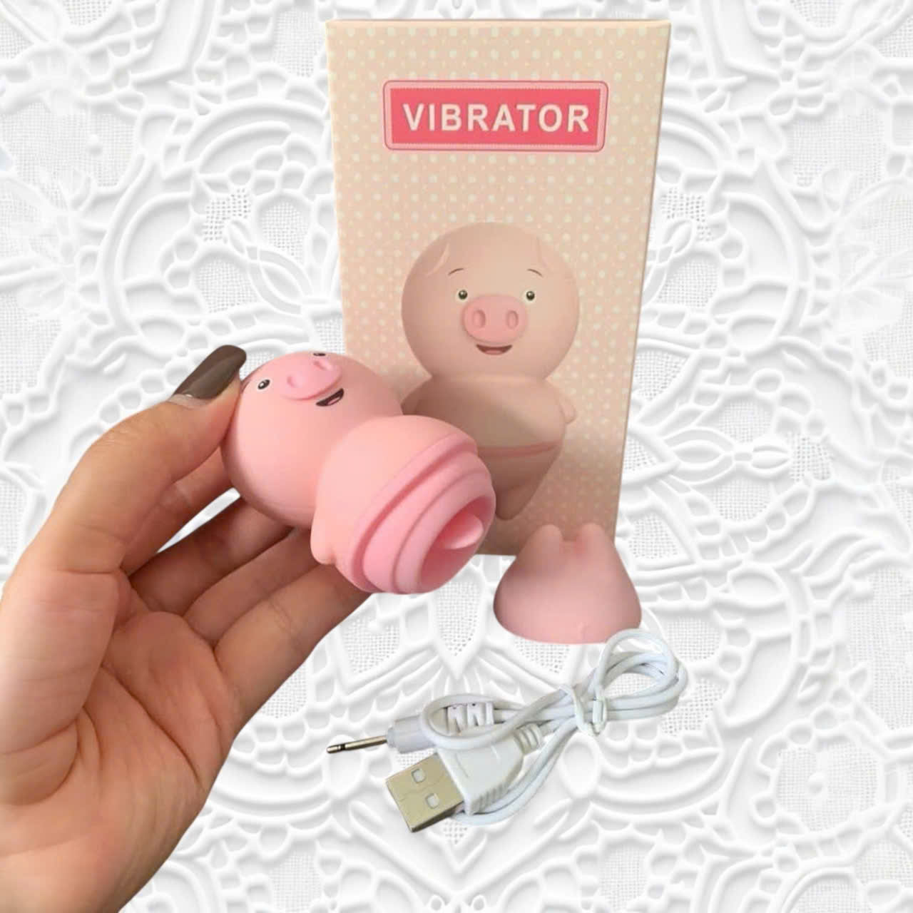 Máy rung lưỡi liếm heo con vibrator màu hồng cute dễ thương