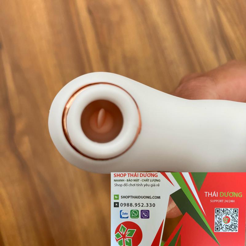 Chày Rung Kích Thích Điểm G Rung Liếm Silicon ABS Trắng Ngọc Trai