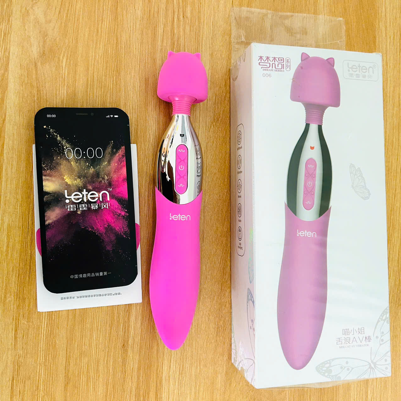 Chày Rung Leten Miss Cat AV Nhật Bản 2 Đầu Lưỡi Rung Siêu Mạnh Sưởi