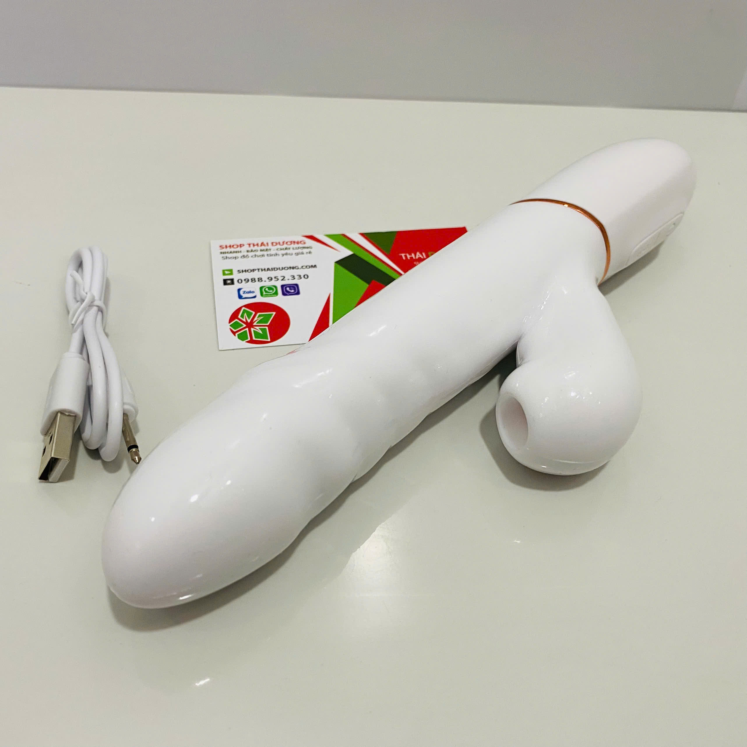 Dương Vật Giả Rung Thụt Hút Ankni Trắng Bi Xoay Silicon Siêu Mềm