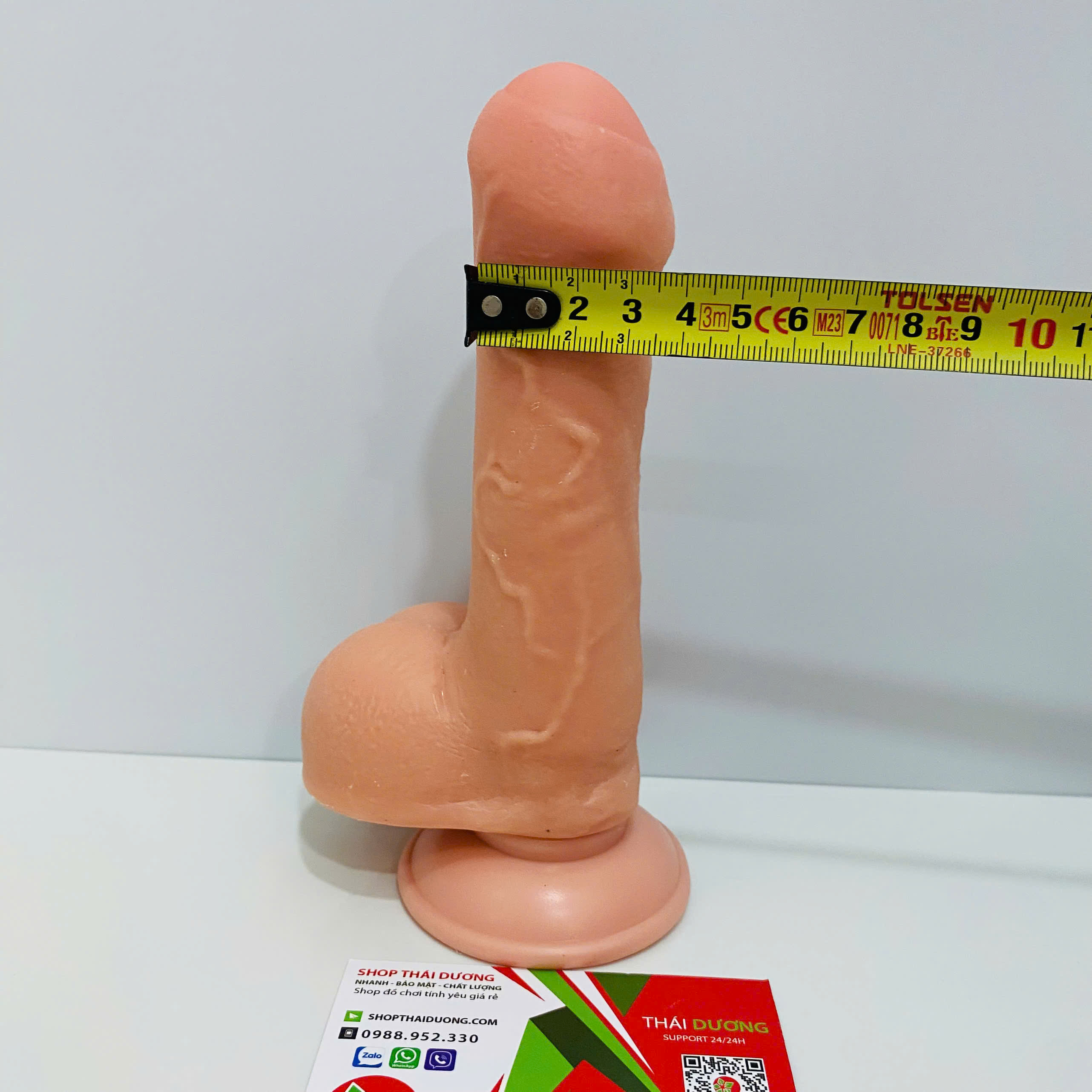 Dildo silicon có bìu gắn tường 7 inch, đầu khấc tăng khoái cảm nữ