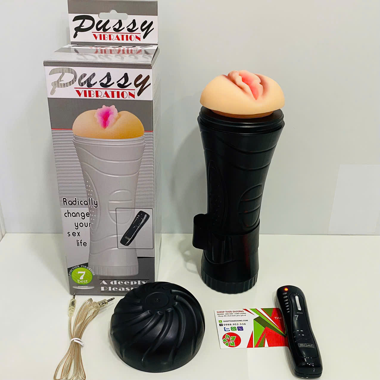 Âm đạo giả cầm tay 7 chế độ rung silicon mềm chống nước cao cấp