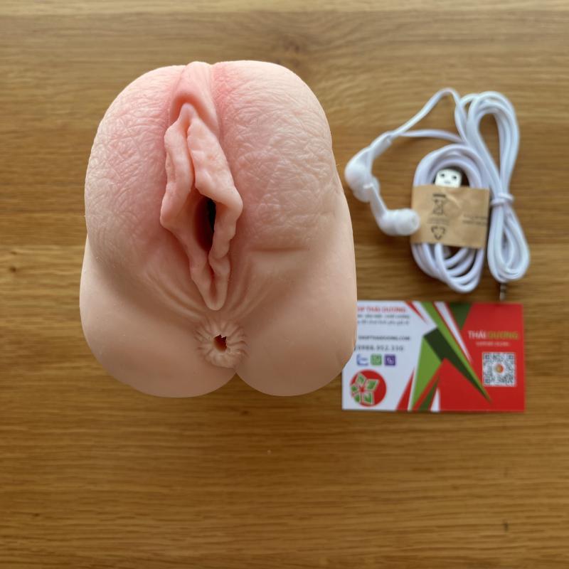 Âm đạo giả 3D silicon siêu mềm có rung phát tiếng rên cho nam thủ dâm