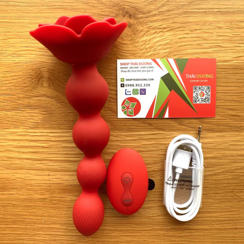 Sextoy Hậu Môn Rung Xoay Hoa Hồng 10 Tần Số Silicon Cao Cấp