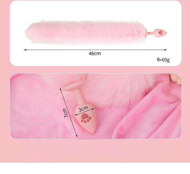 Đuôi cáo cosplay silicon mềm mại, gắn hậu môn quyến rũ màu hồng