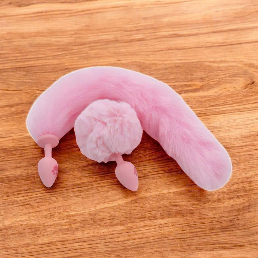 Đuôi cáo cosplay silicon mềm mại, gắn hậu môn quyến rũ màu hồng