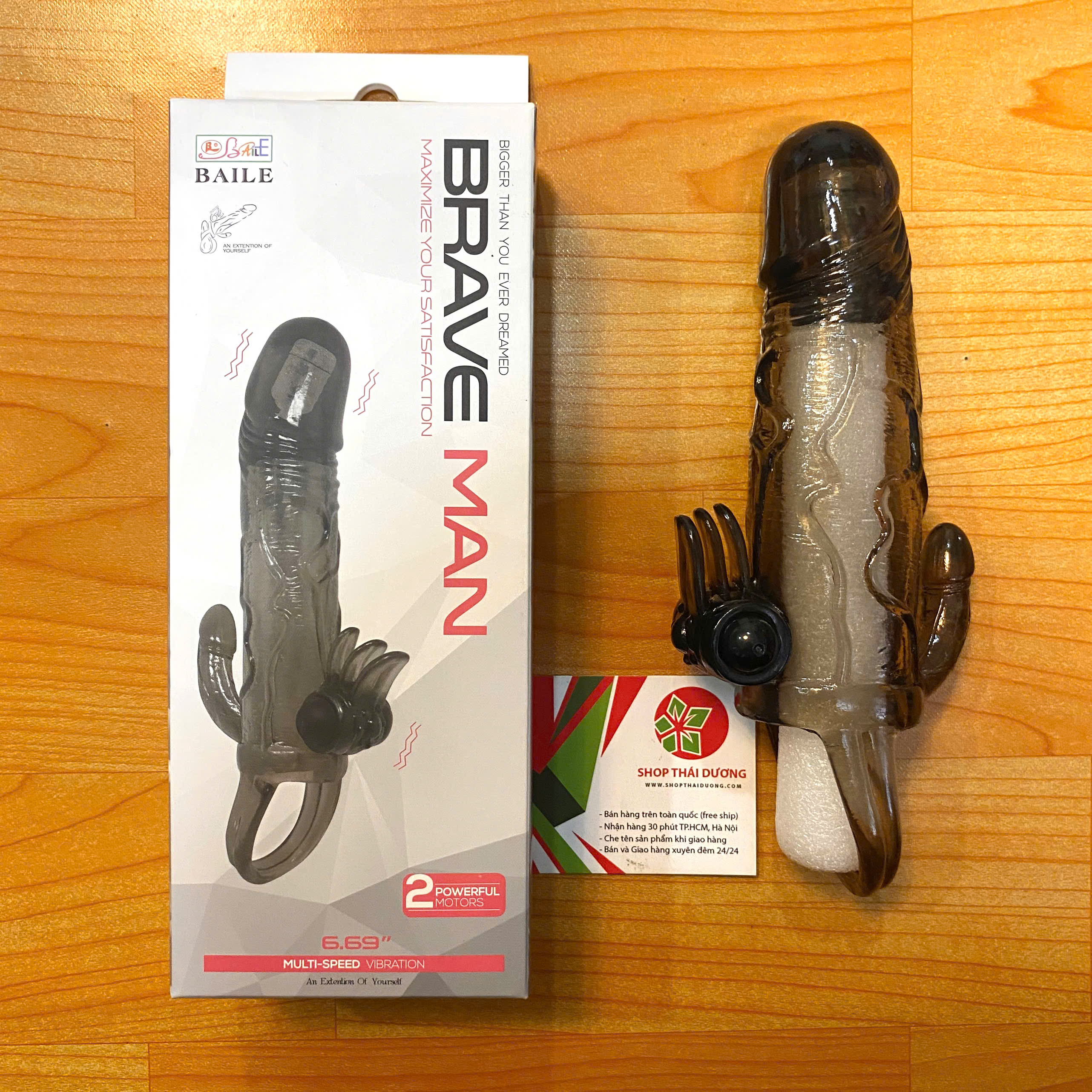 Bao Cao Su Đôn Dên Rung Hai Đầu Có Quay Brave Man Cao Cấp